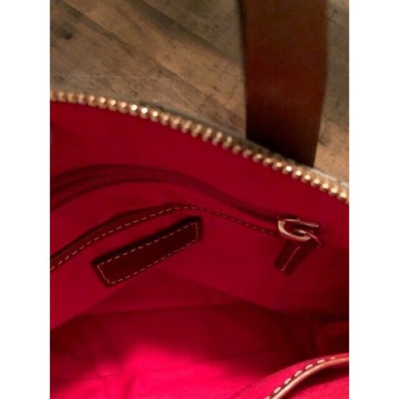 PREOWNED DOONEY & BOURKE VINTAGE GREEN DB CANVAS LEATHER TRIM CROSSBODY - Picture 9 of 10